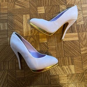 Purple and gold heels